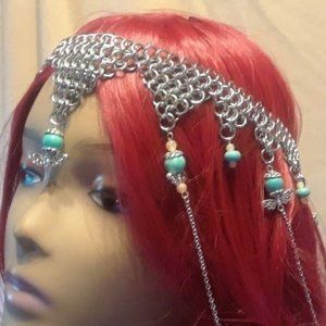 Handmade Chainmail Headpiece Magnesite Drape Z598